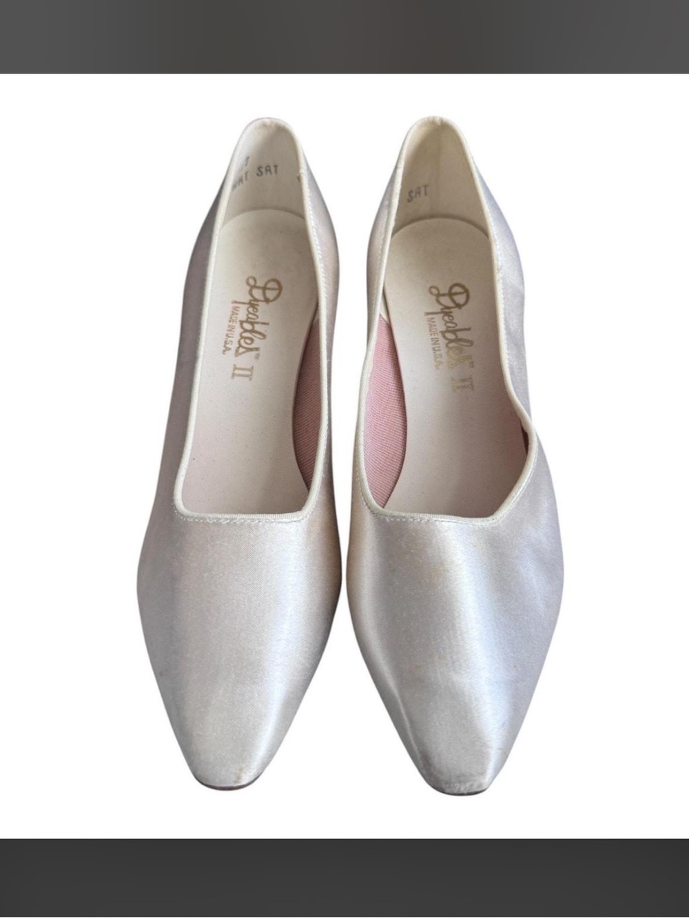 Vintage White Satin Pumps